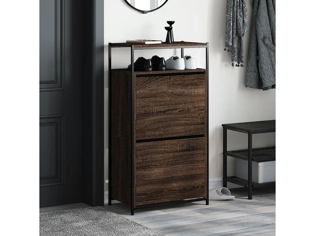 Armoire à chaussures chêne marron 60x34x112 bois d'ingénierie