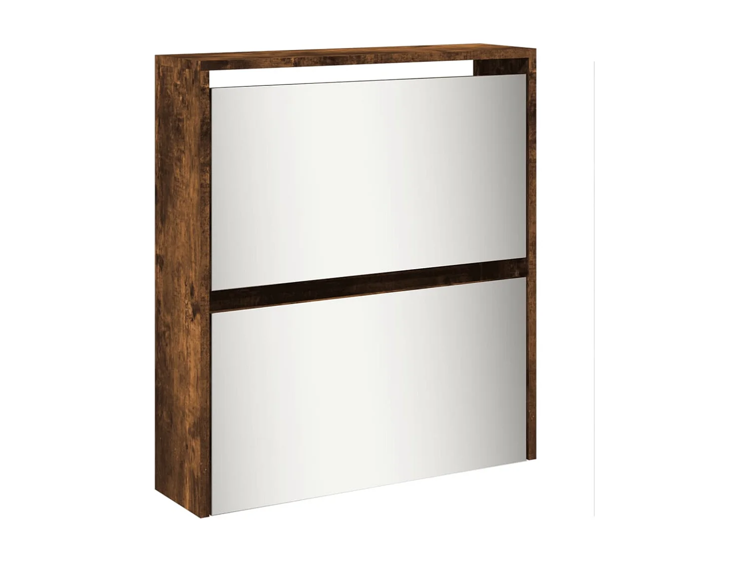 Armoire à chaussures miroir 5 niveaux chêne fumé 63x17x169,5