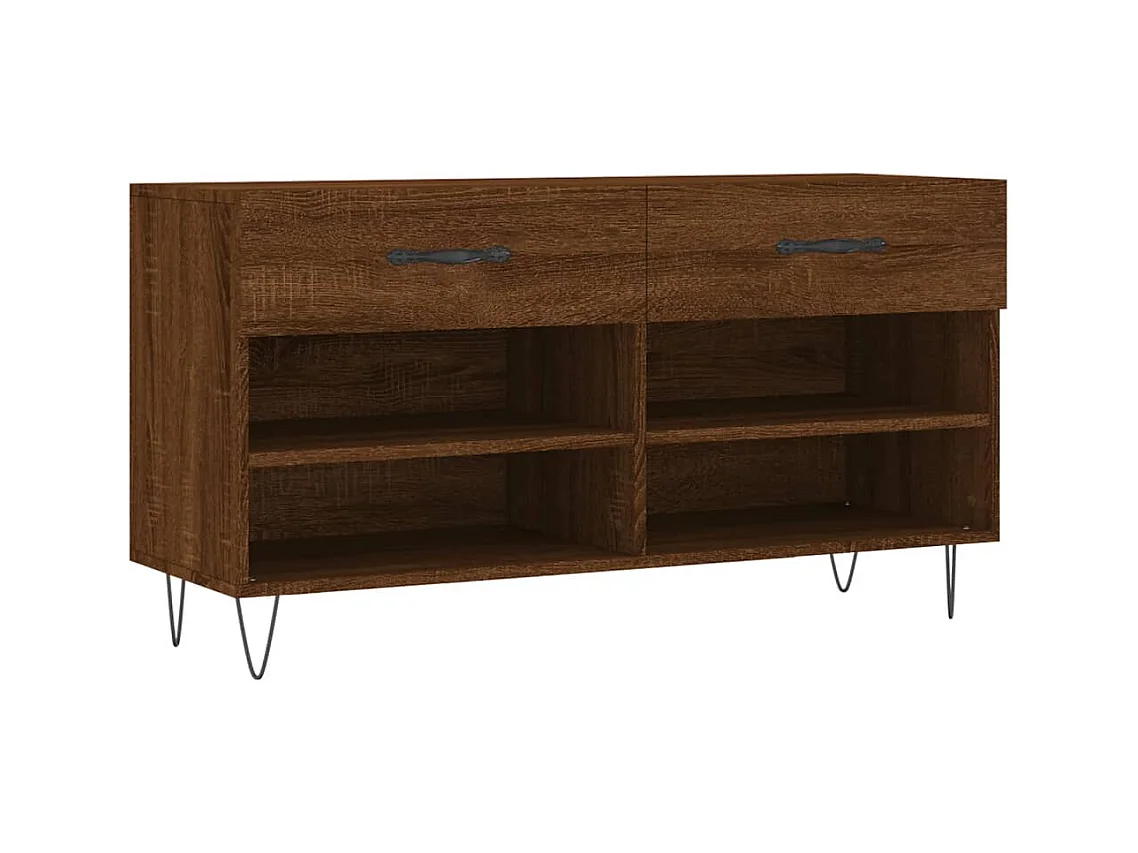 Banc à chaussures chêne marron 102x35x55 bois d'ingénierie
