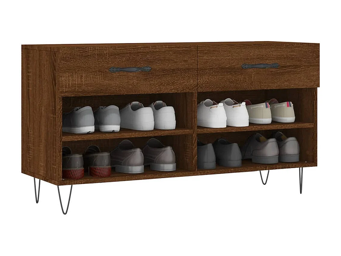 Banc à chaussures chêne marron 102x35x55 bois d'ingénierie