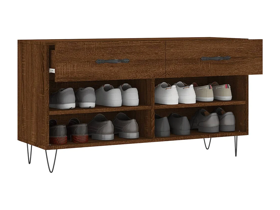 Banc à chaussures chêne marron 102x35x55 bois d'ingénierie
