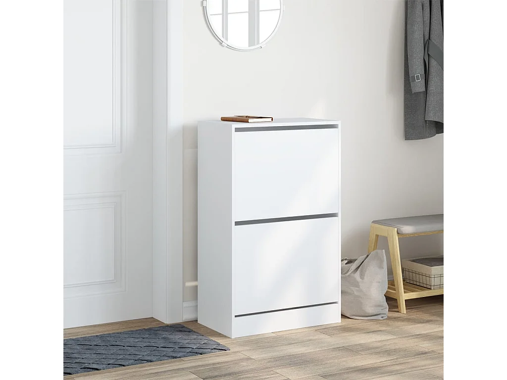 Armoire à chaussures blanc 60x34x96,5 bois d'ingénierie