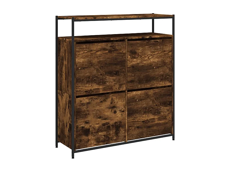 Armoire à chaussures 4 tiroirs rabattables chêne fumé