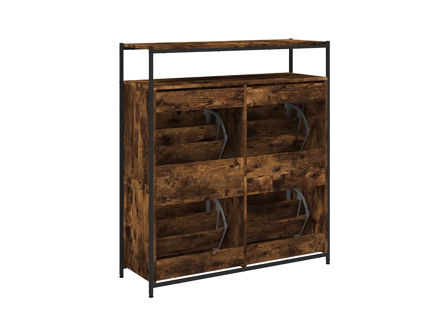 Armoire à chaussures 4 tiroirs rabattables chêne fumé