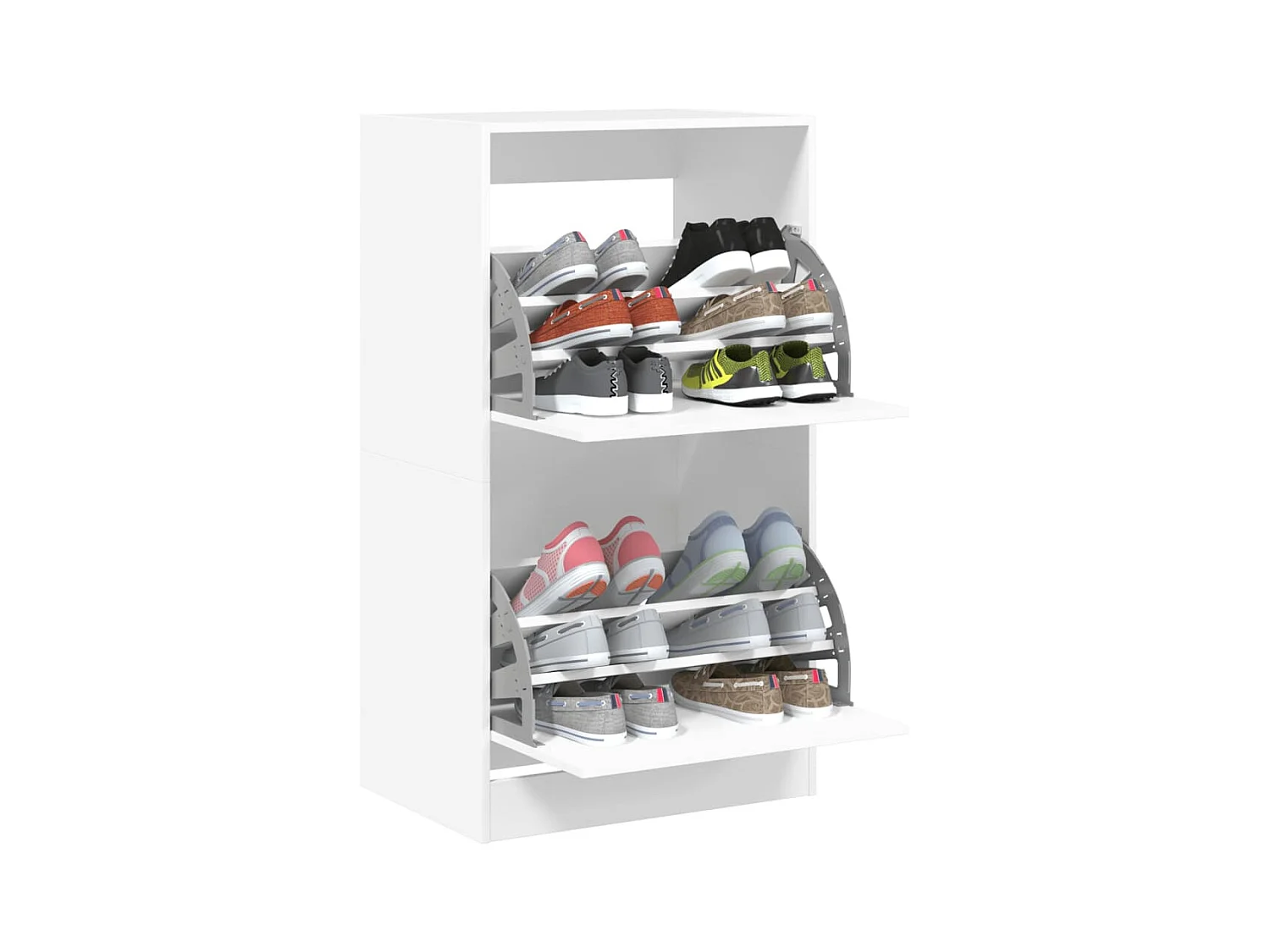 Armoire à chaussures 2 tiroirs rabattables blanc 60x42x108