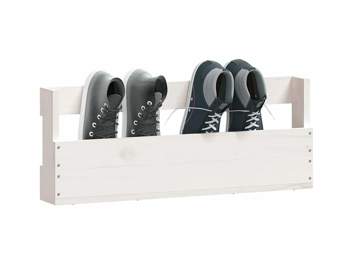 Étagères à chaussures murales 2 pcs Blanc 59x9x23 Pin massif