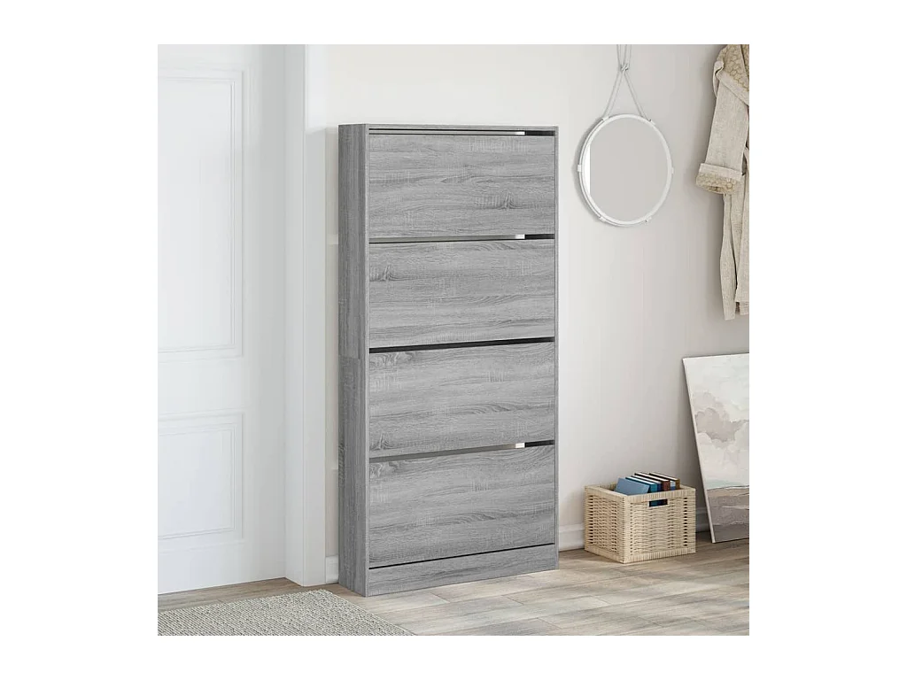 Armoire à chaussures 4 tiroirs rabattables sonoma gris