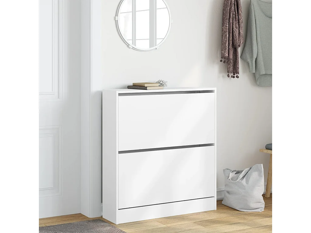 Armoire à chaussures blanc 80x21x87,5 bois d'ingénierie