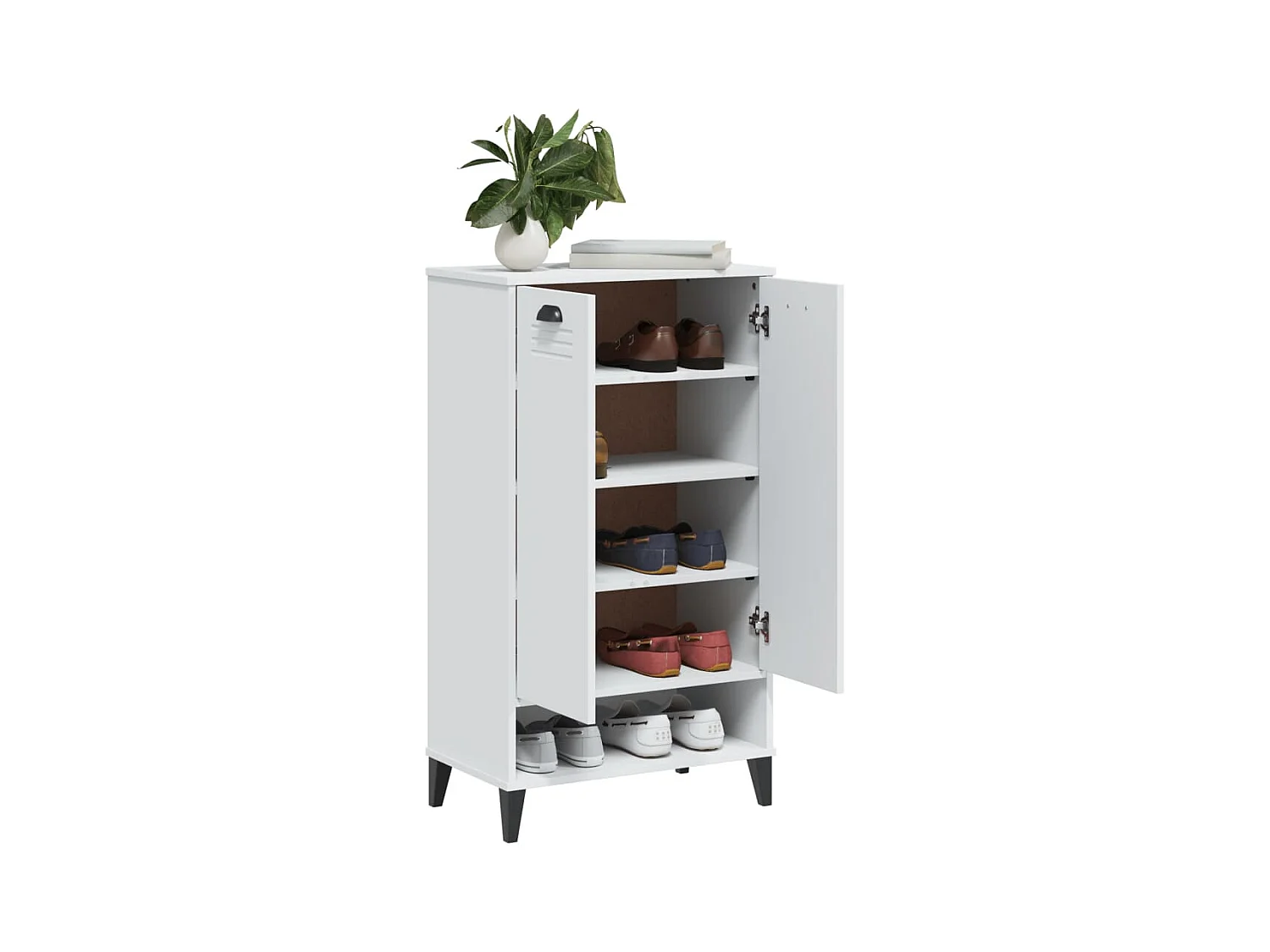 Armoire à chaussures VIKEN blanc bois de pin solide