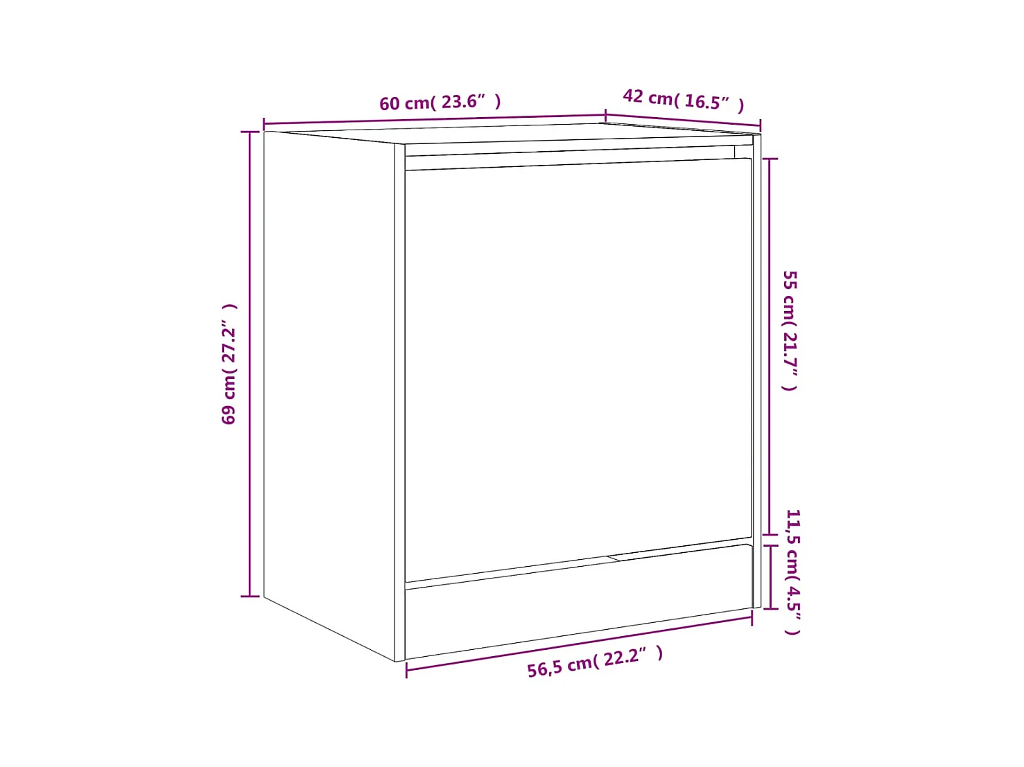 Armoire à chaussures blanc 60x42x69 bois d'ingénierie