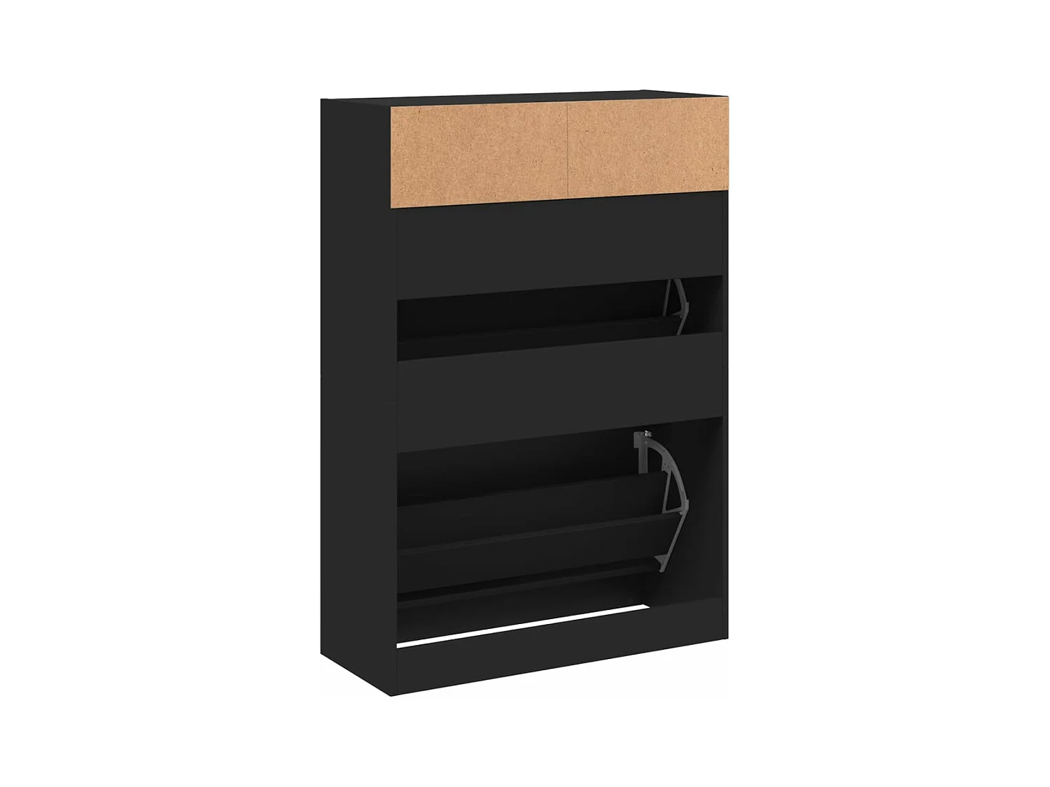 Armoire à chaussures 2 tiroirs rabattables noir 80x34x116