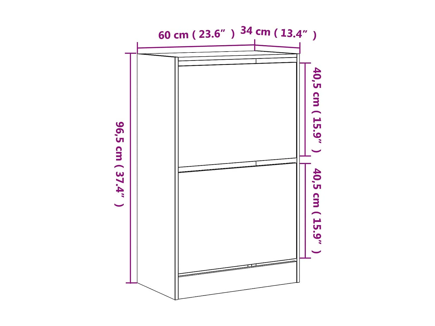 Armoire à chaussures chêne fumé 60x34x96,5 bois d'ingénierie
