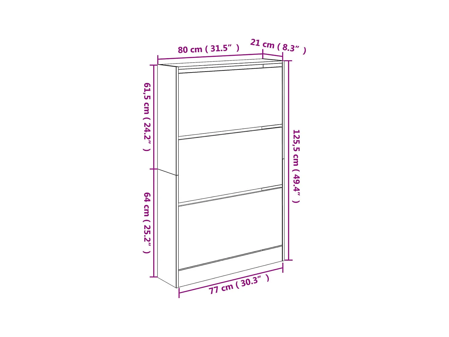 Armoire à chaussures noir 80x21x125,5 bois d'ingénierie