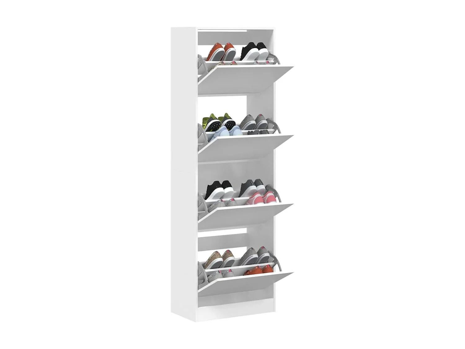 Armoire à chaussures 4 tiroirs rabattables blanc 60x34x187,5
