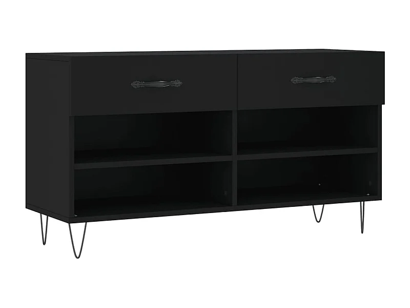 Banc à chaussures noir 102x35x55 bois d'ingénierie