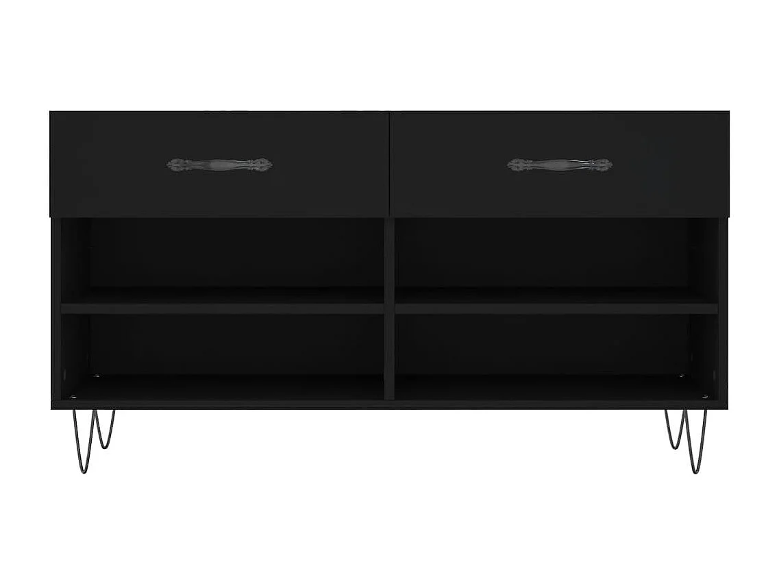 Banc à chaussures noir 102x35x55 bois d'ingénierie