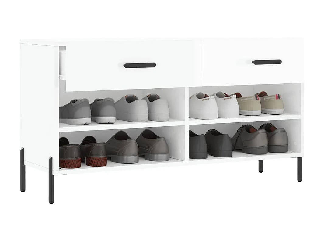 Banc à chaussures blanc brillant 102x35x55 bois d'ingénierie