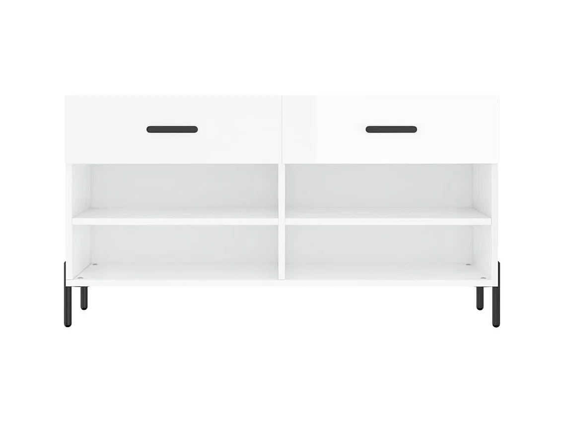 Schoenenbank 102x35x55 cm bewerkt hout hoogglans wit