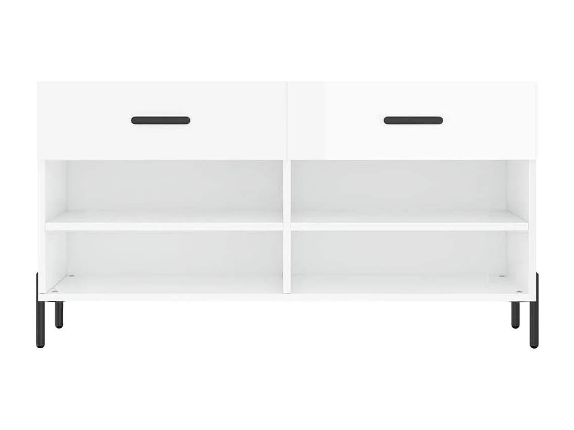 Banc à chaussures blanc brillant 102x35x55 bois d'ingénierie