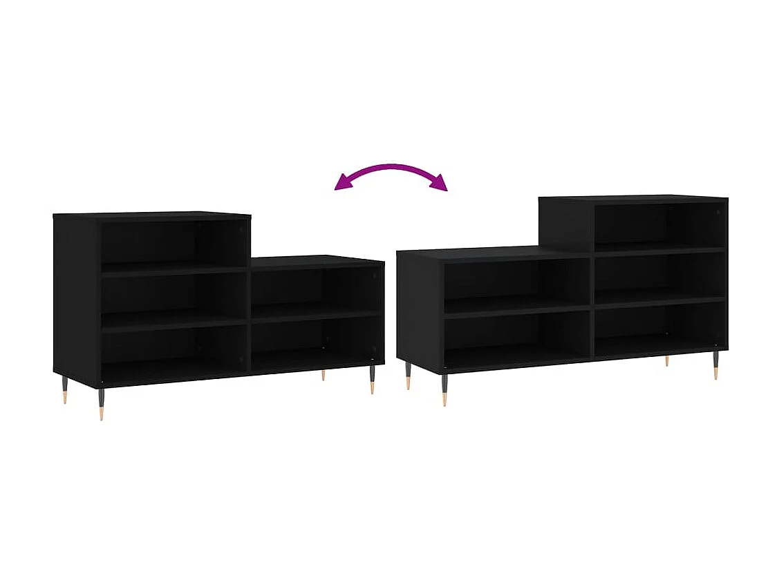 Armoire à chaussures Noir 102x36x60 Bois d'ingénierie