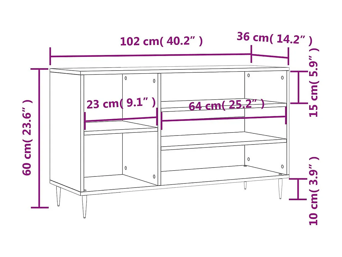 Armoire à chaussures Sonoma gris 102x36x60 Bois d'ingénierie