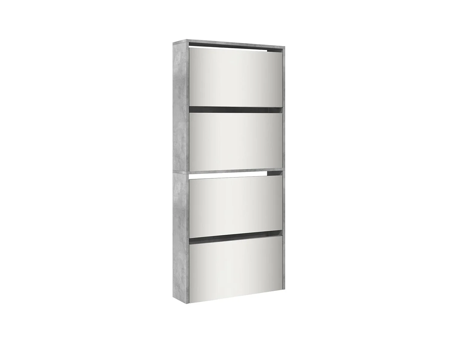 Armoire à chaussures et miroir 4 niveaux gris béton 63x17x134