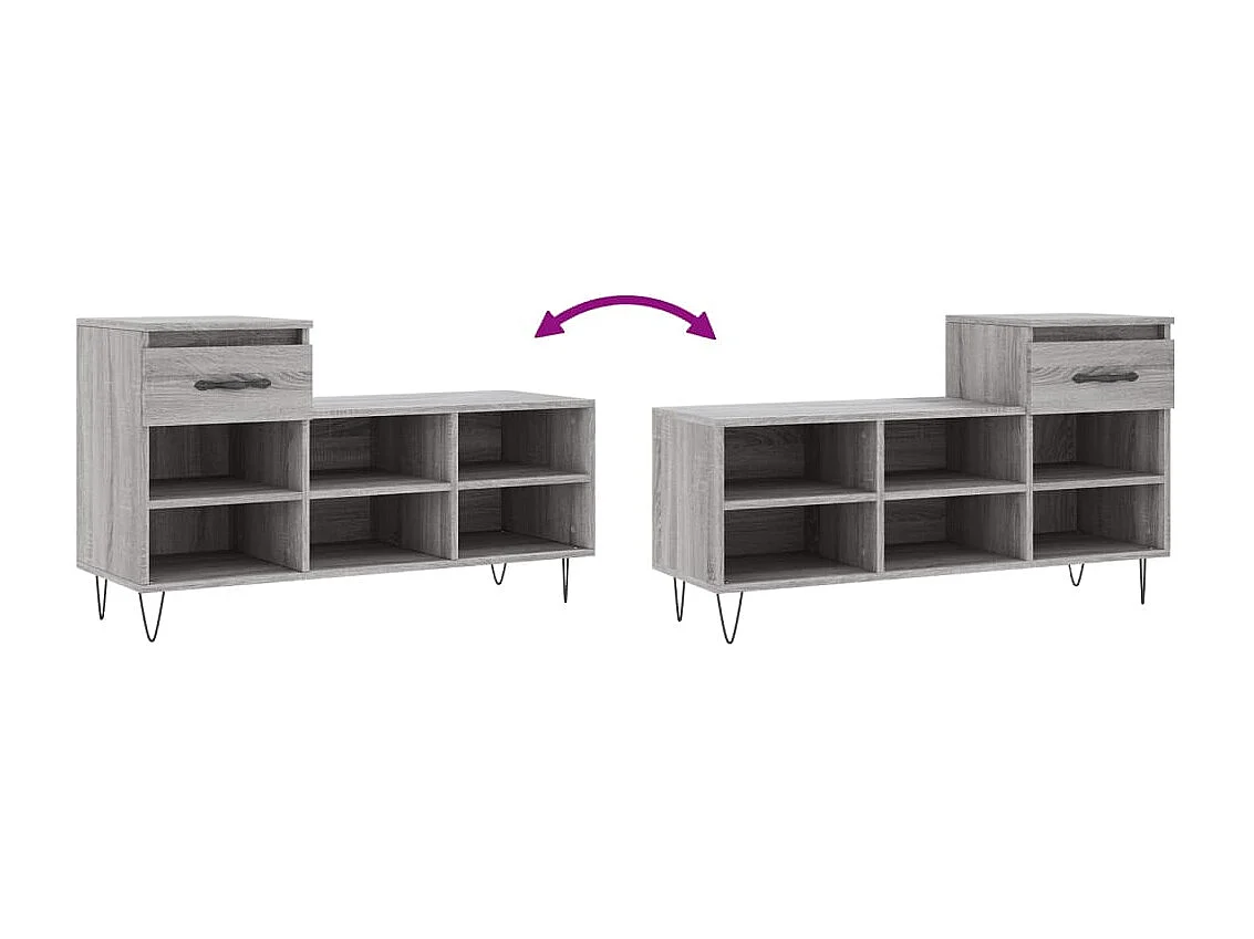Armoire à chaussures Sonoma gris 102x36x60 Bois d'ingénierie