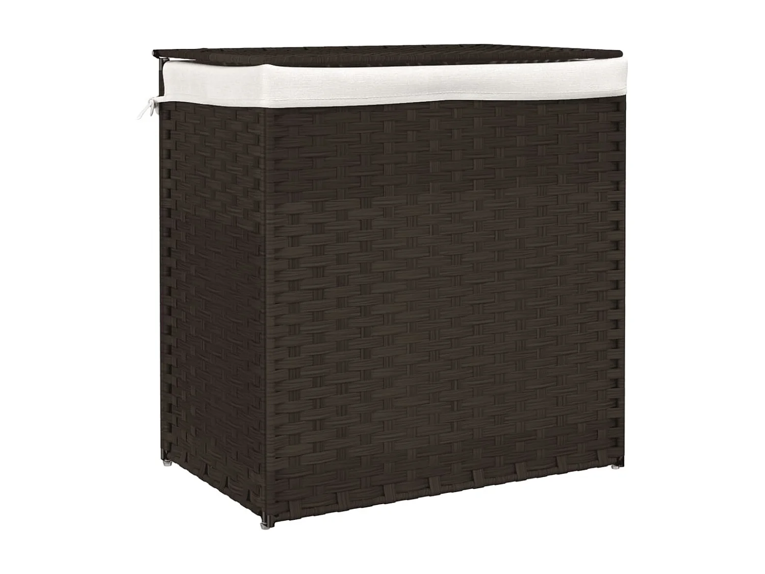 Panier à linge avec 2 sections marron foncé 53x35x57