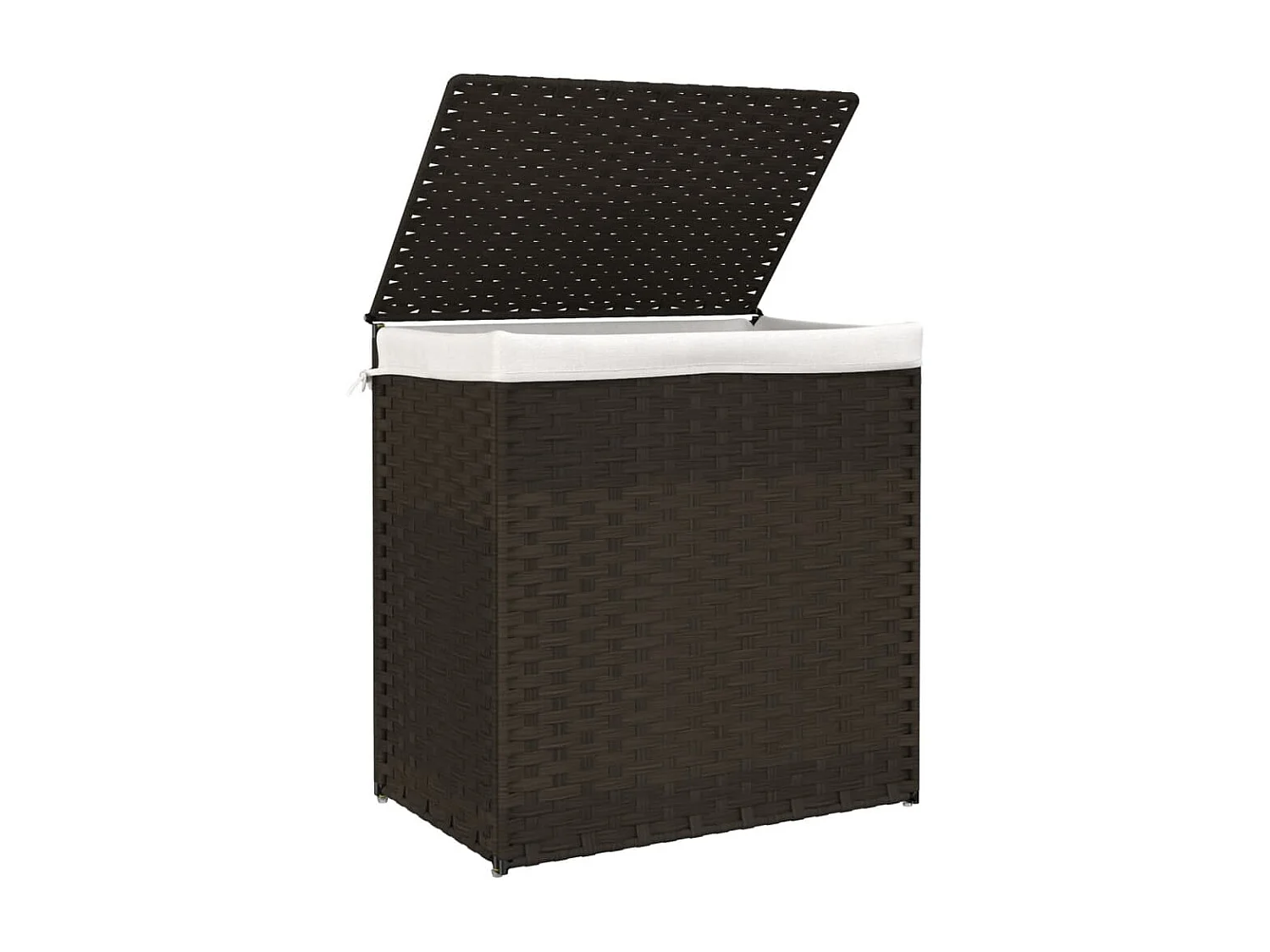 Panier à linge avec 2 sections marron foncé 53x35x57