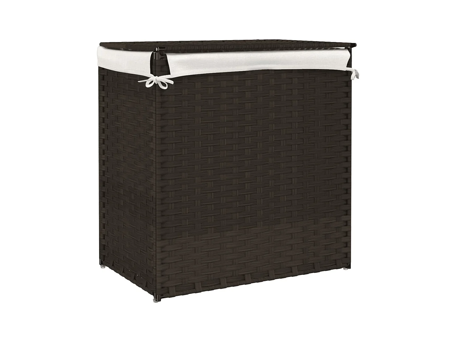 Panier à linge avec 2 sections marron foncé 53x35x57