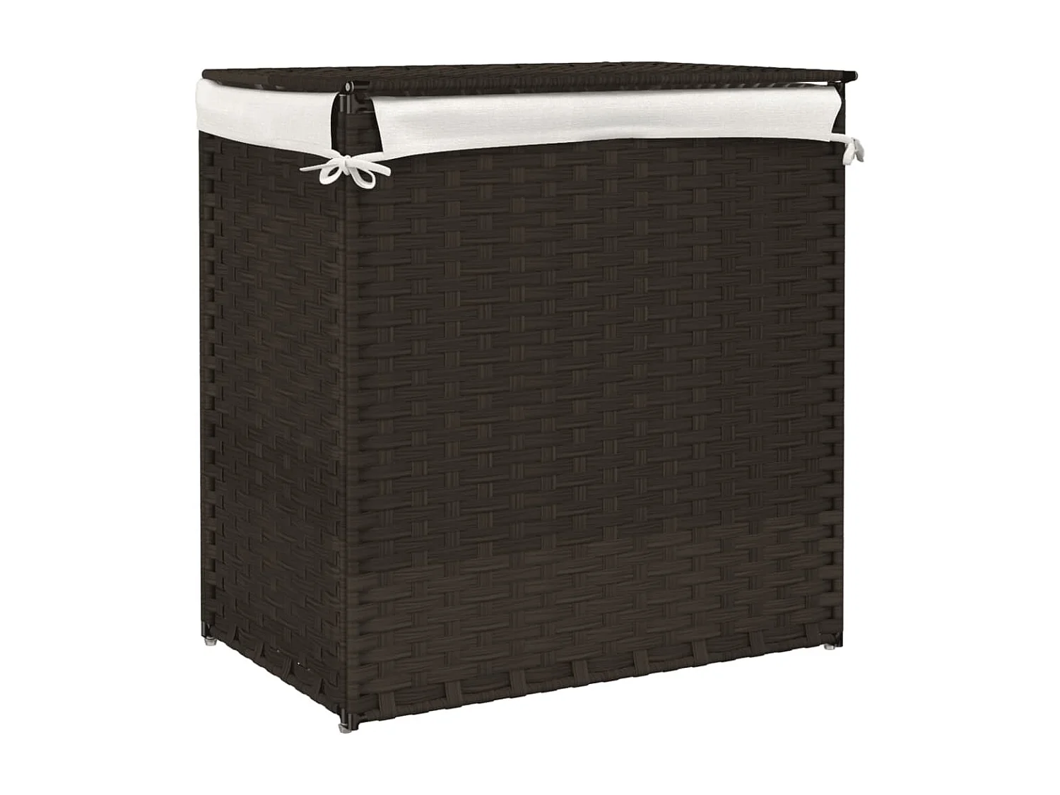 Panier à linge avec 2 sections marron foncé 53x35x57