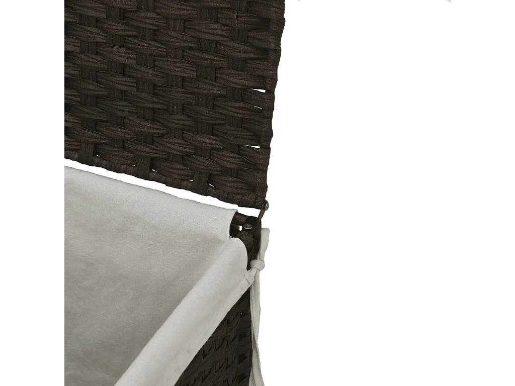 Panier à linge avec 2 sections marron foncé 53x35x57