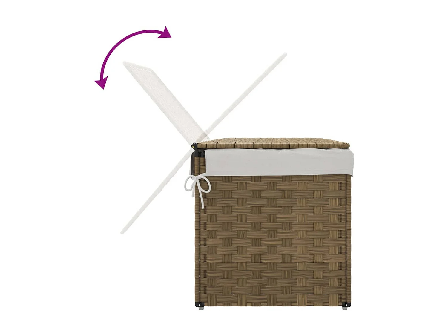 Panier à linge avec couvercle 55,5x35x34 résine tressée