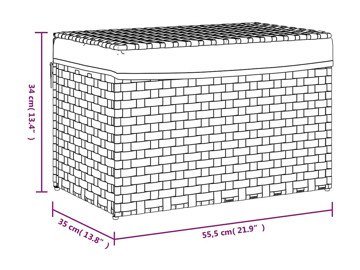 Panier à linge avec couvercle marron foncé résine tressée