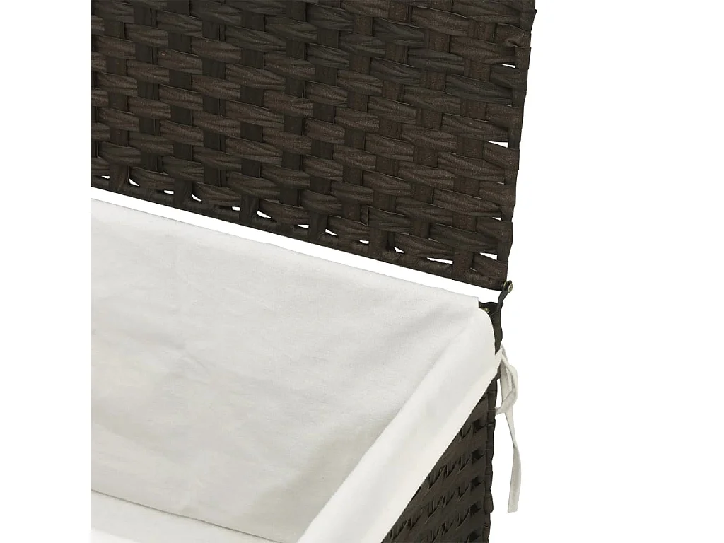 Panier à linge avec couvercle marron foncé résine tressée