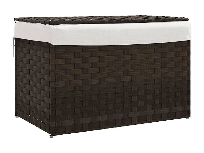Panier à linge avec couvercle marron foncé résine tressée