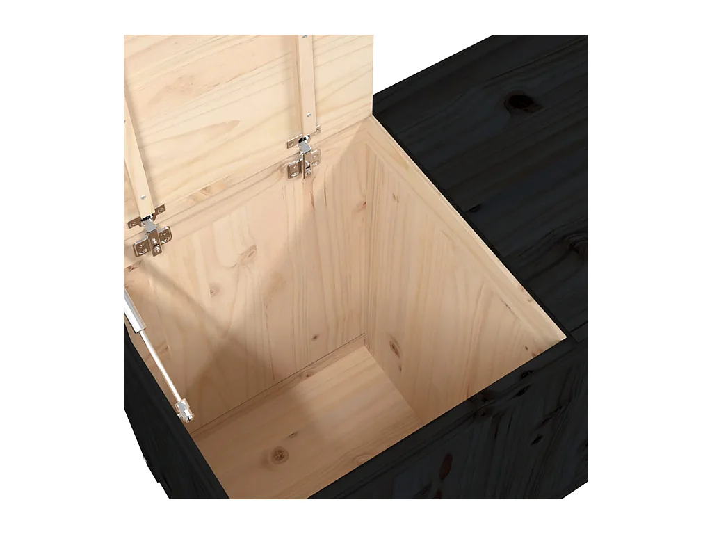 Boîte à linge Noir 88,5x44x66 Bois massif de pin