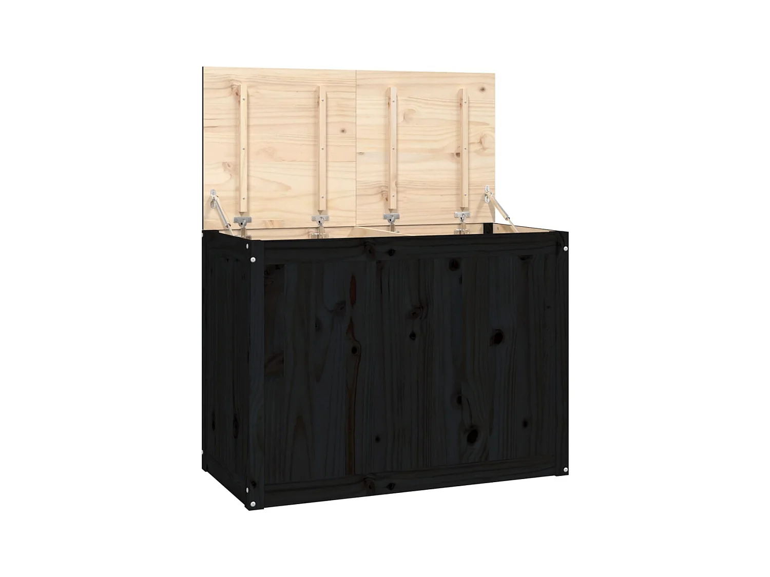 Boîte à linge Noir 88,5x44x66 Bois massif de pin