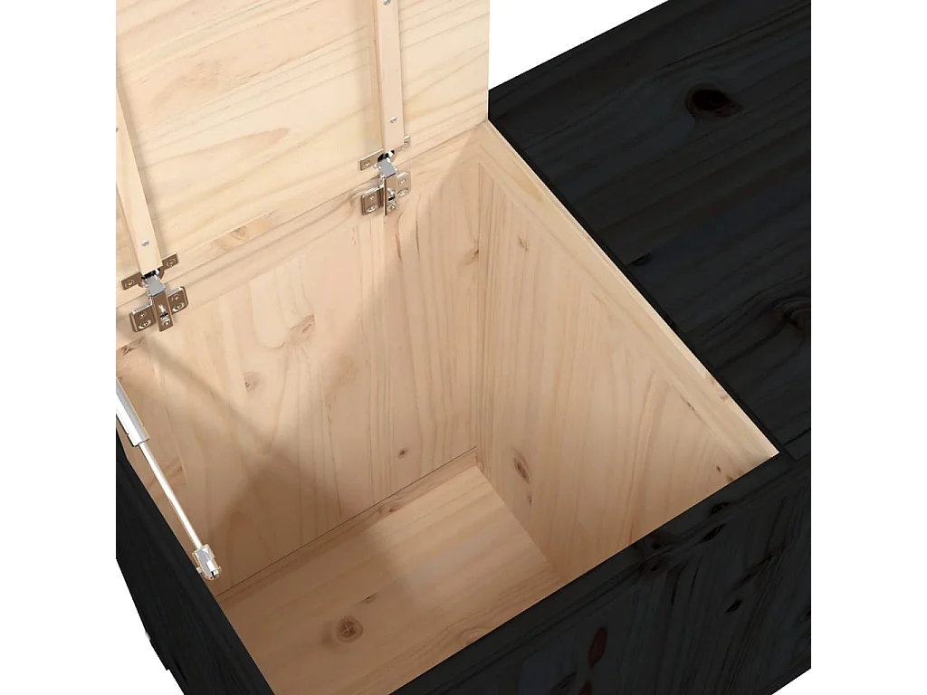 Boîte à linge Noir 88,5x44x66 Bois massif de pin