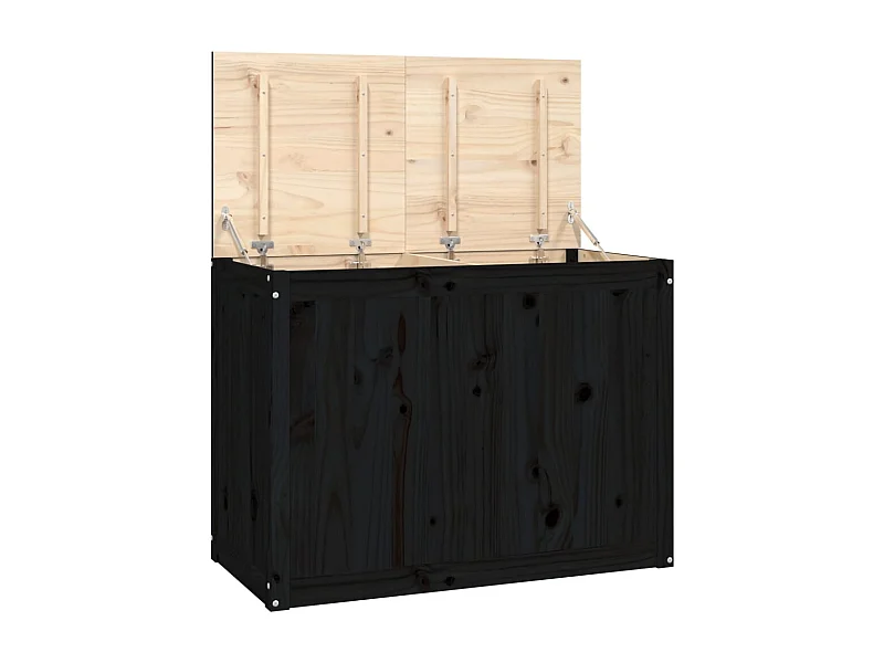 Boîte à linge Noir 88,5x44x66 Bois massif de pin