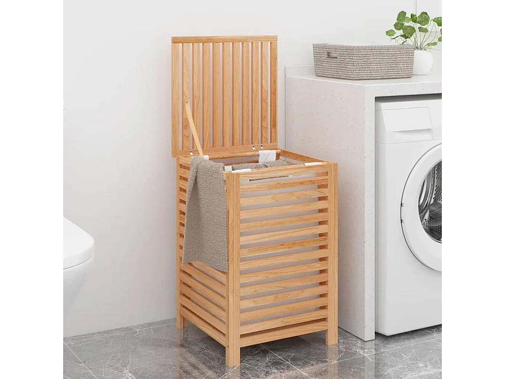 Panier à linge 45x45x65 Bois massif de noyer