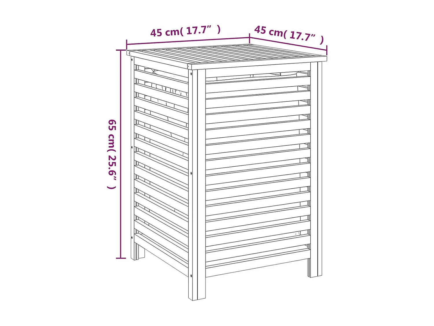 Panier à linge 45x45x65 Bois massif de noyer