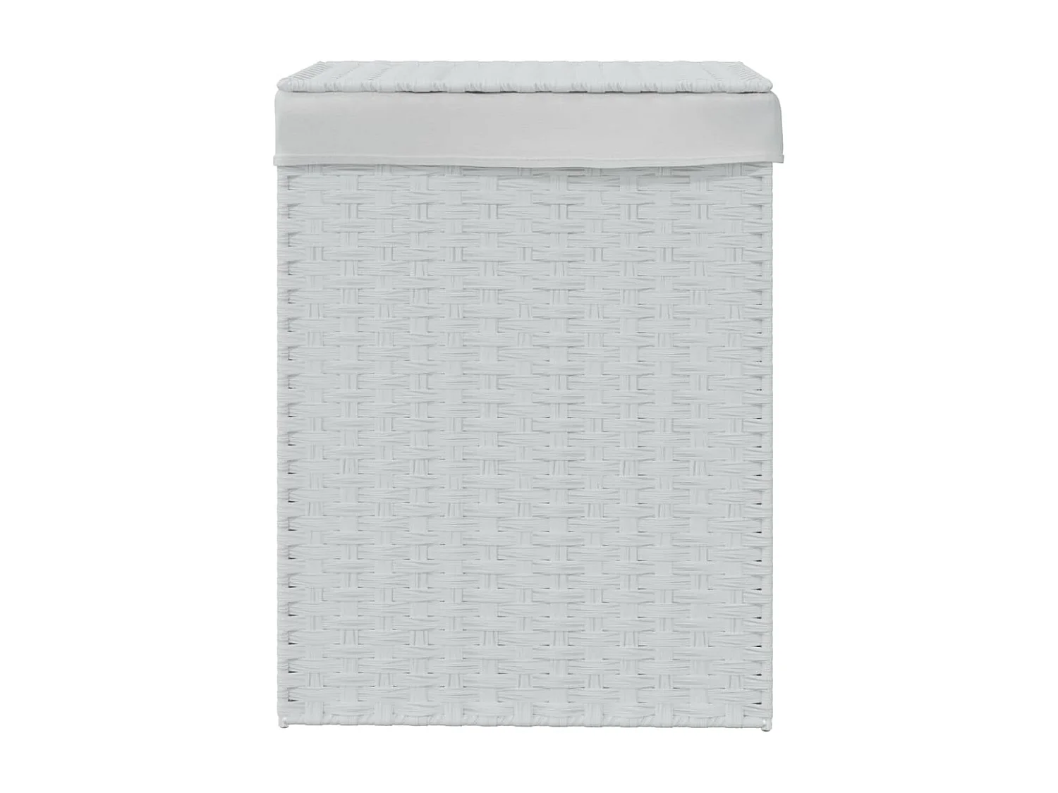 Panier à linge avec couvercle blanc 46x33x60 résine tressée