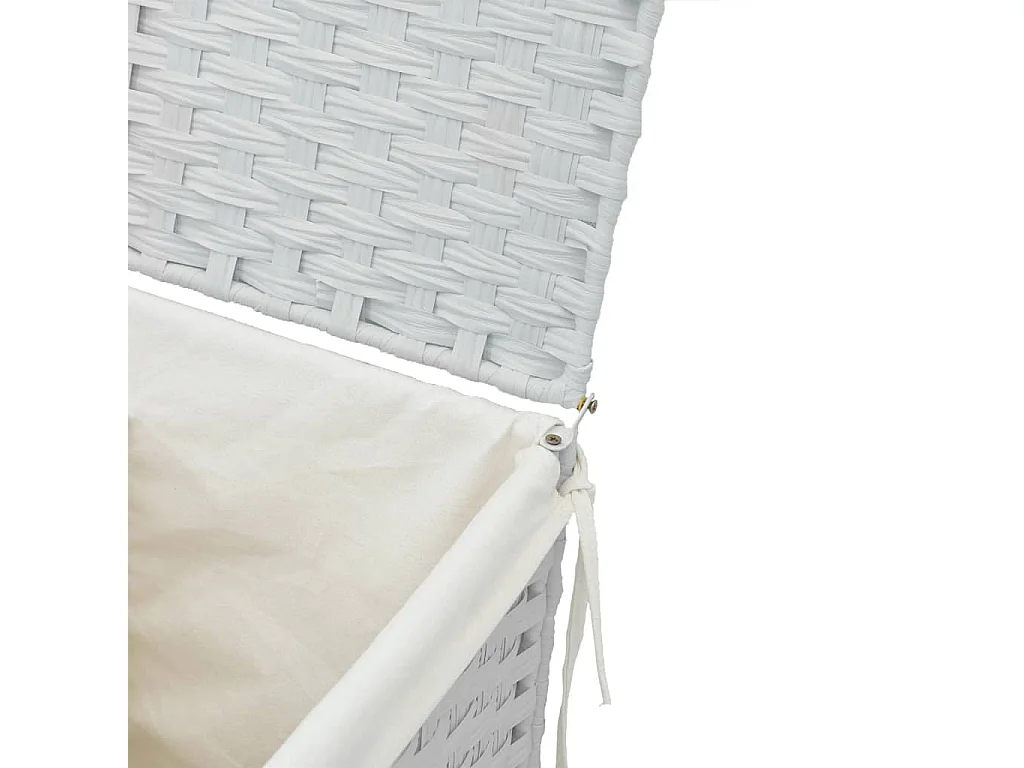 Panier à linge avec couvercle blanc 46x33x60 résine tressée