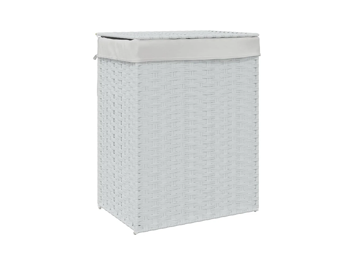 Panier à linge avec couvercle blanc 46x33x60 résine tressée