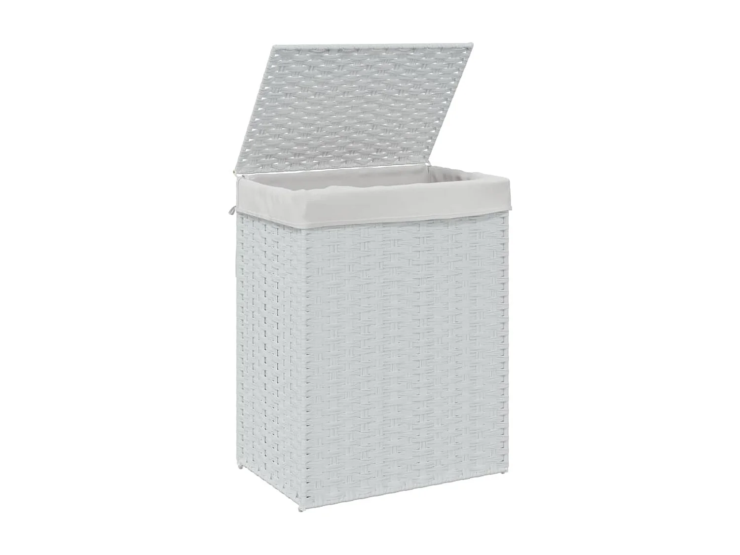 Panier à linge avec couvercle blanc 46x33x60 résine tressée