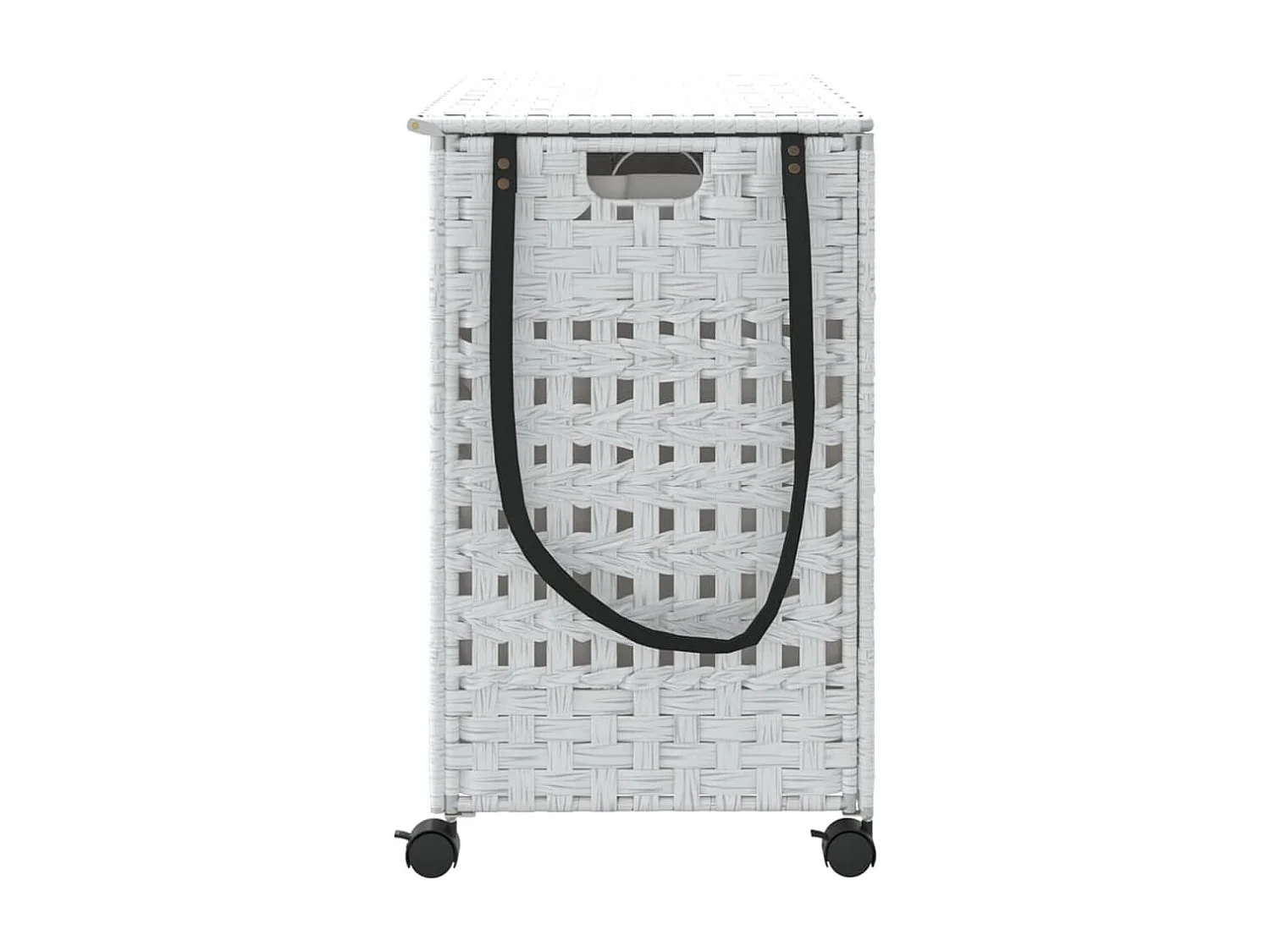 Panier à linge avec roulettes blanc 66x35x60 résine tressée