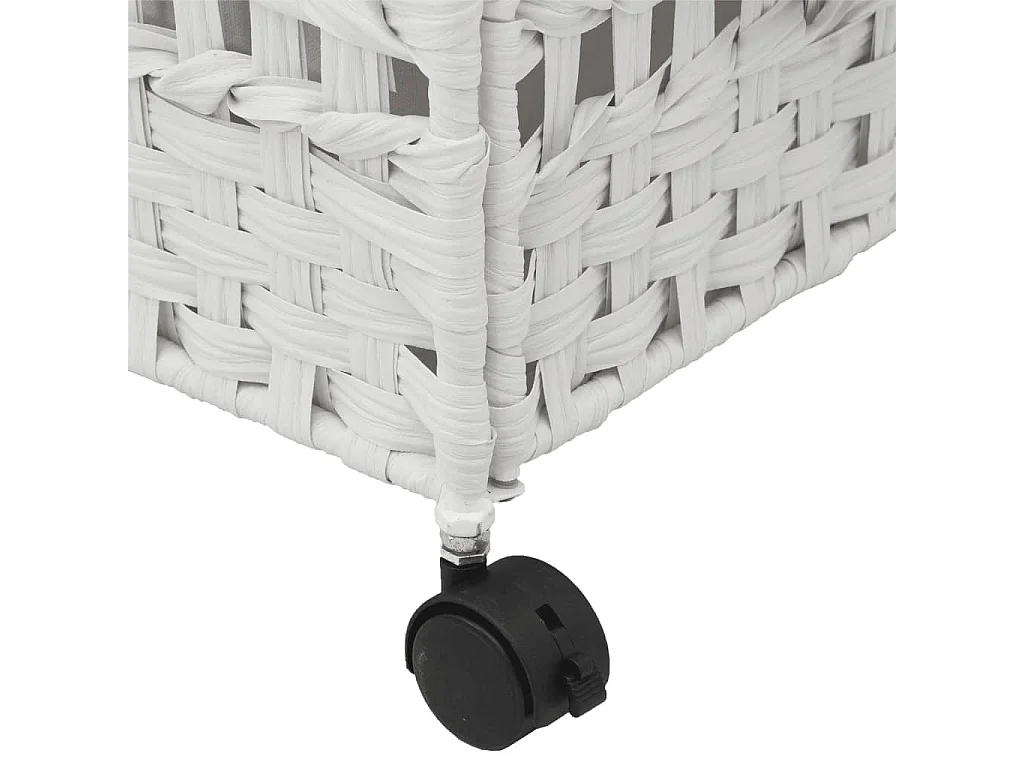 Panier à linge avec roulettes blanc 66x35x60 résine tressée
