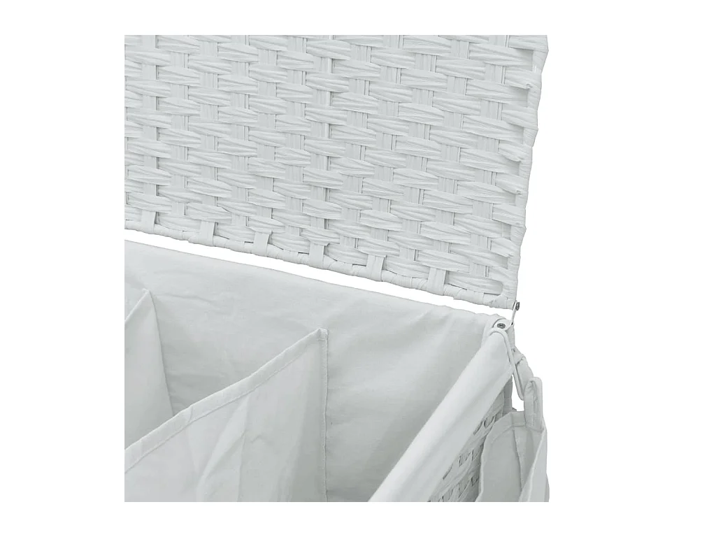 Panier à linge avec roulettes blanc 60x35x60,5 résine tressée
