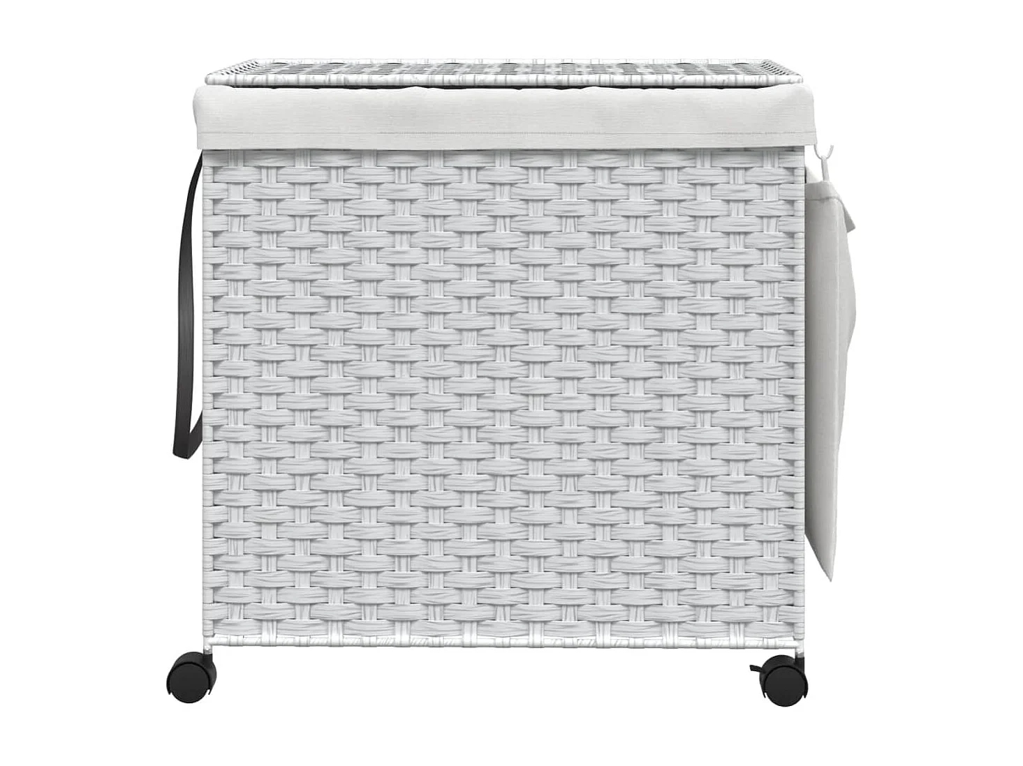 Panier à linge avec roulettes blanc 60x35x60,5 résine tressée